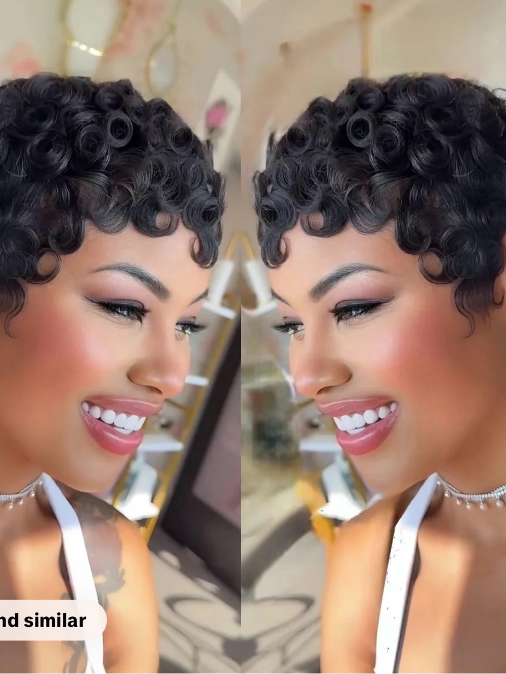Short Curly Pixie Wig - Black -